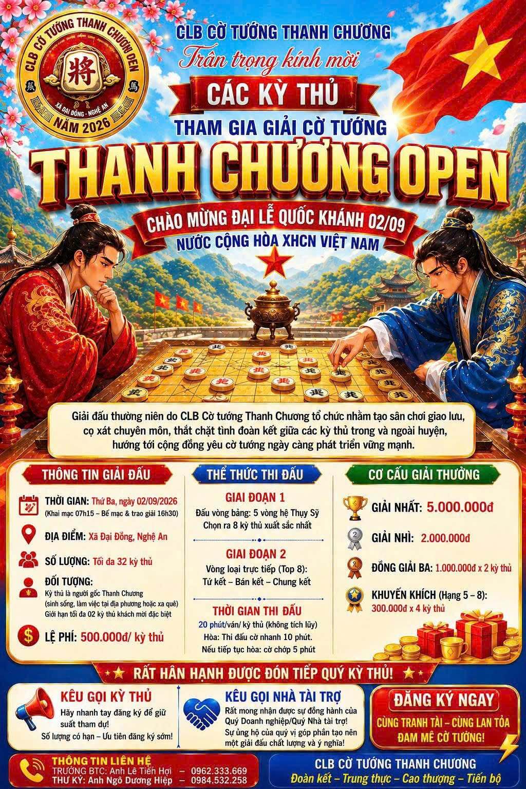 Giải cờ tướng Thanh Chương Open 2026